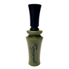 Olive and black duck call on a white background